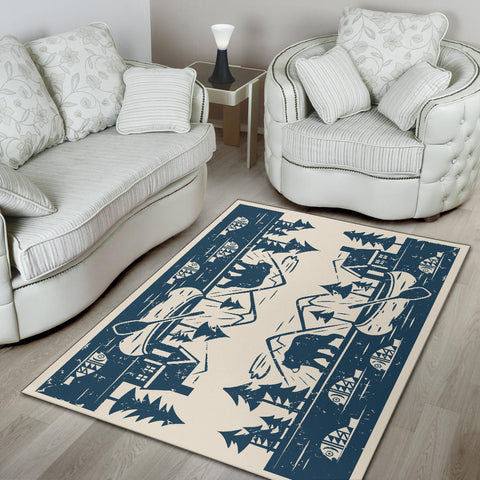 Image of Cabin Lake Lodge Area Rug, Fishing Rug, Bear Rug