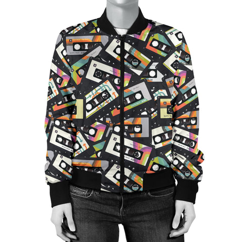 Image of Retro Vintage Cassette Tape - Women's Bomber Jacket