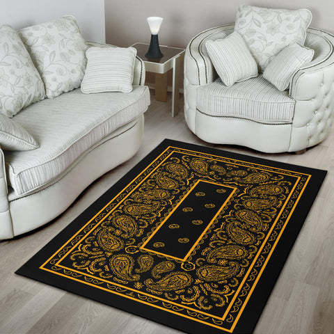 Image of Black Gold Bandana Area Rugs - Fitted