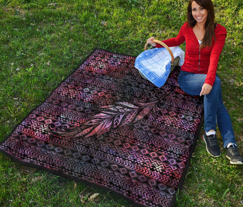 Aztec Boho Feather Premium Quilt