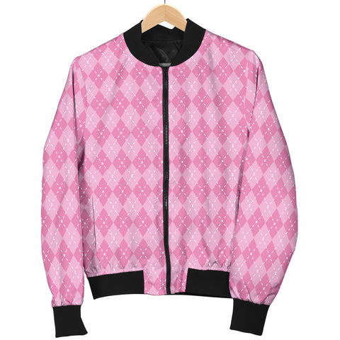 Image of Pink Argyle Women's Bomber Jacket