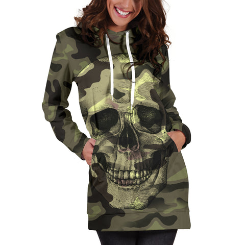 Image of Camo Skull Hoodie Dress Camouflage with Skulls