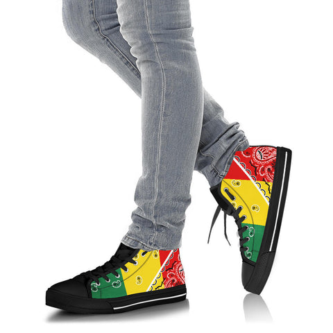 Image of No Box Ladies Rasta Bandana High Top Sneakers