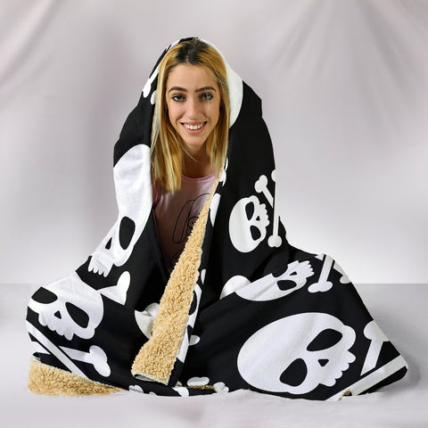 Image of Skull Crossbones Hooded Blanket