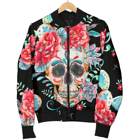 Image of Flower Skull Women's Bomber Jacket