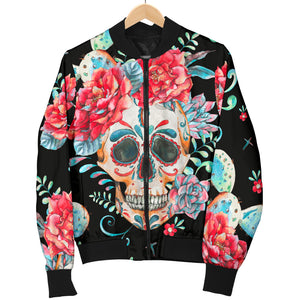 Flower Skull Women's Bomber Jacket