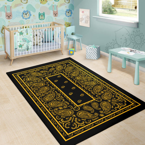 Image of Black Gold Bandana Area Rugs - Fitted