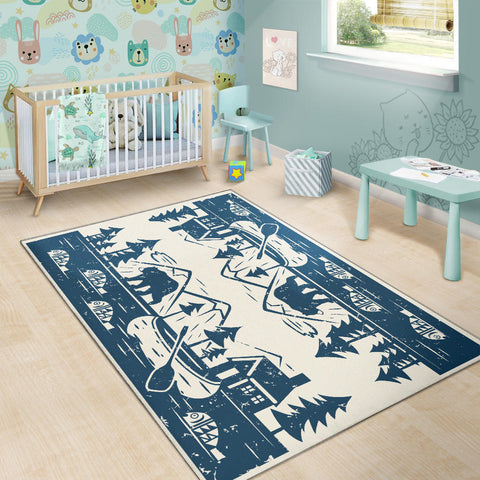 Image of Cabin Lake Lodge Area Rug, Fishing Rug, Bear Rug