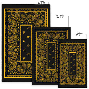 Black Gold Bandana Area Rugs - Fitted