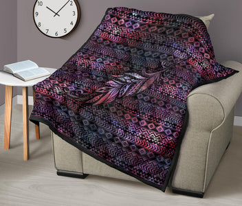 Aztec Boho Feather Premium Quilt